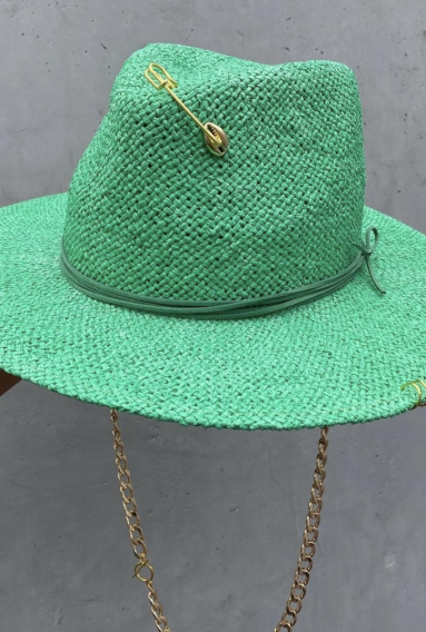  Соломенная шляпа зеленая