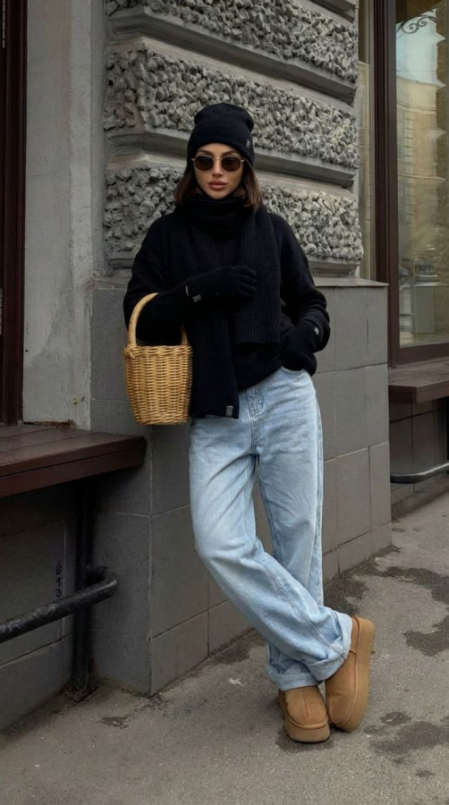 Комплект Kalus black (шапки, шарф и перчатки)