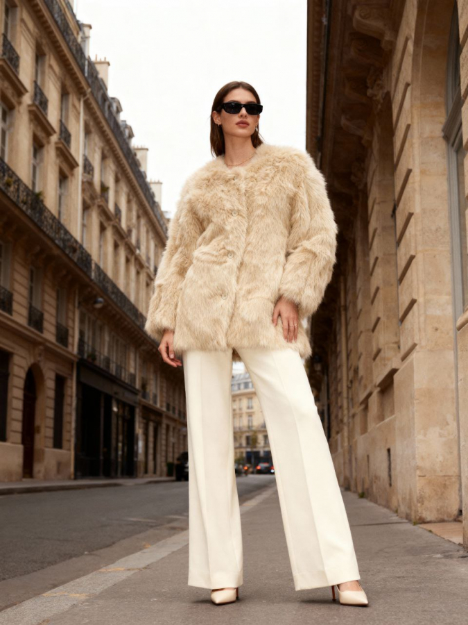 Шуба-дубленка двусторонняя Jessa beige