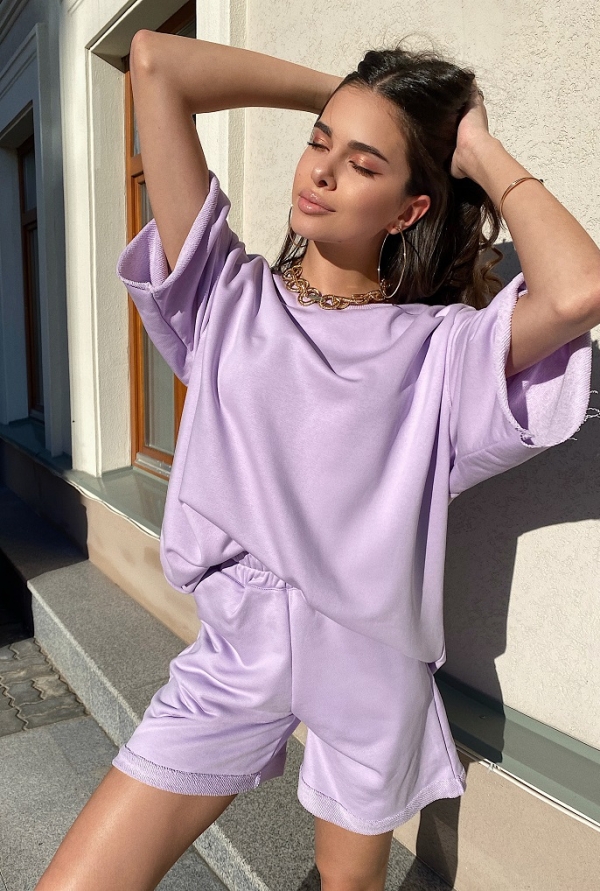  Костюм Joyce lilac c шортами и футболкой 