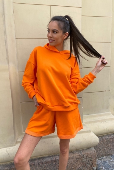 Костюм Joyce orange с шортами и худи