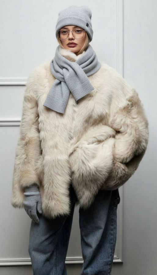 Шуба-дубленка двусторонняя Jessa beige