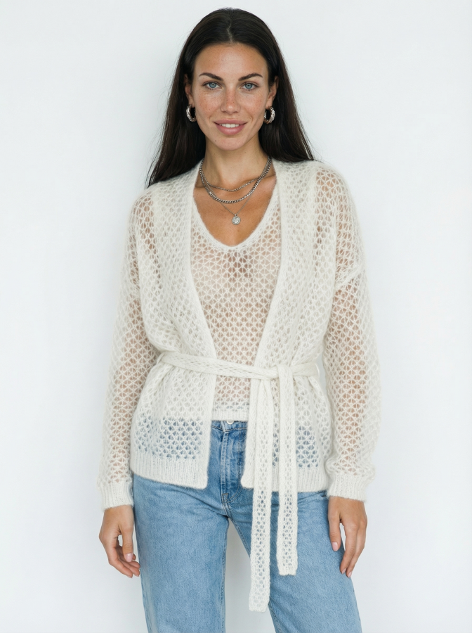 Двойка Serena white (кардиган и топ)