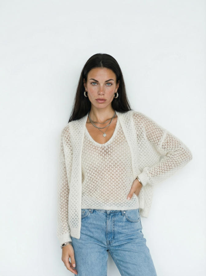 Двойка Serena white (кардиган и топ)