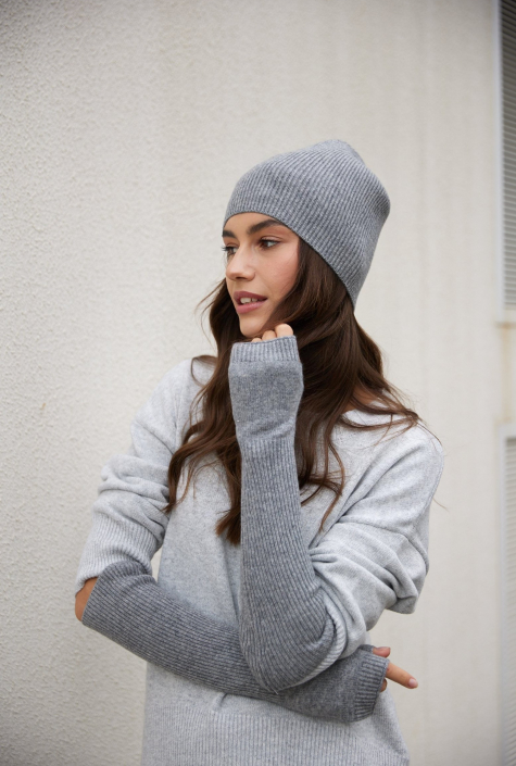 Кашемировый комплект Peter grey (шапки + митенки) 